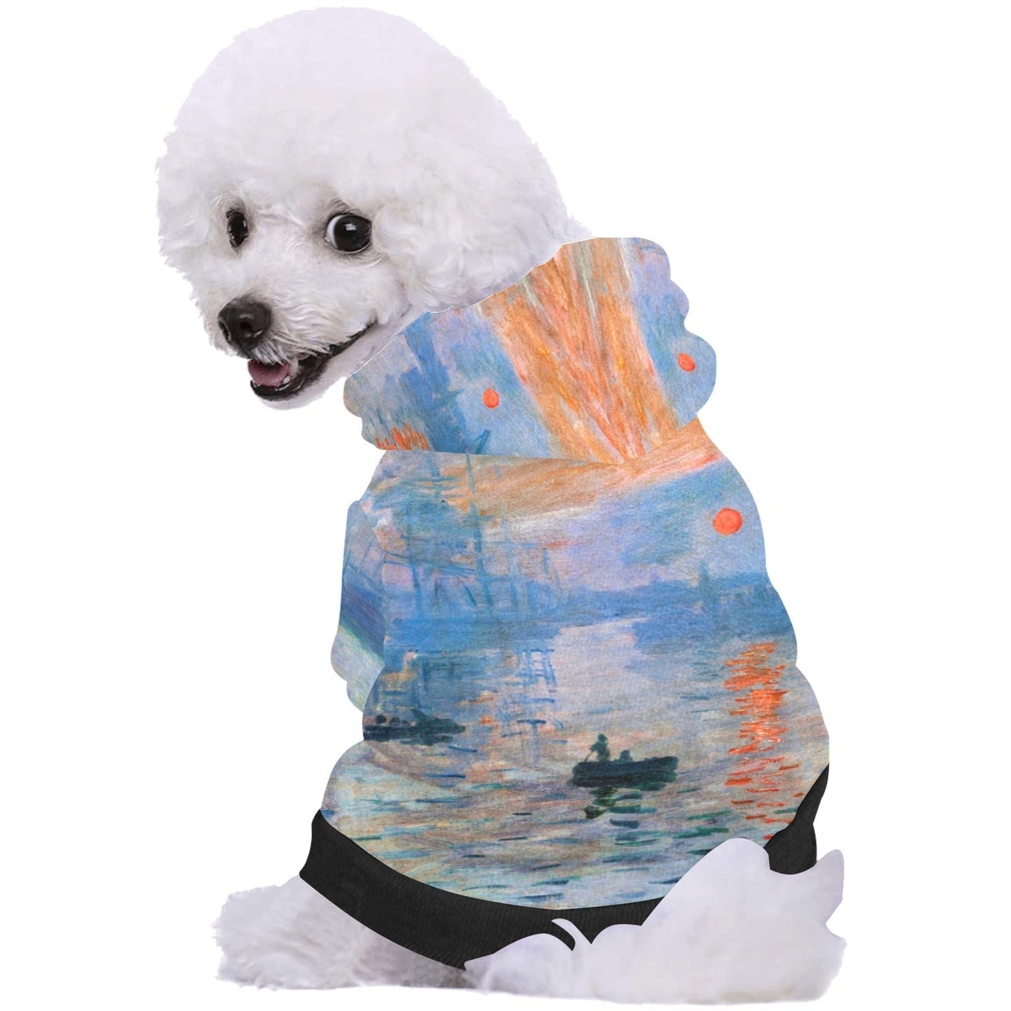 Dog Hoodie Monet Impression Sunrise Art Button Up Pet Coat - Detail Angle 2 | Majestic Pet Kingdom