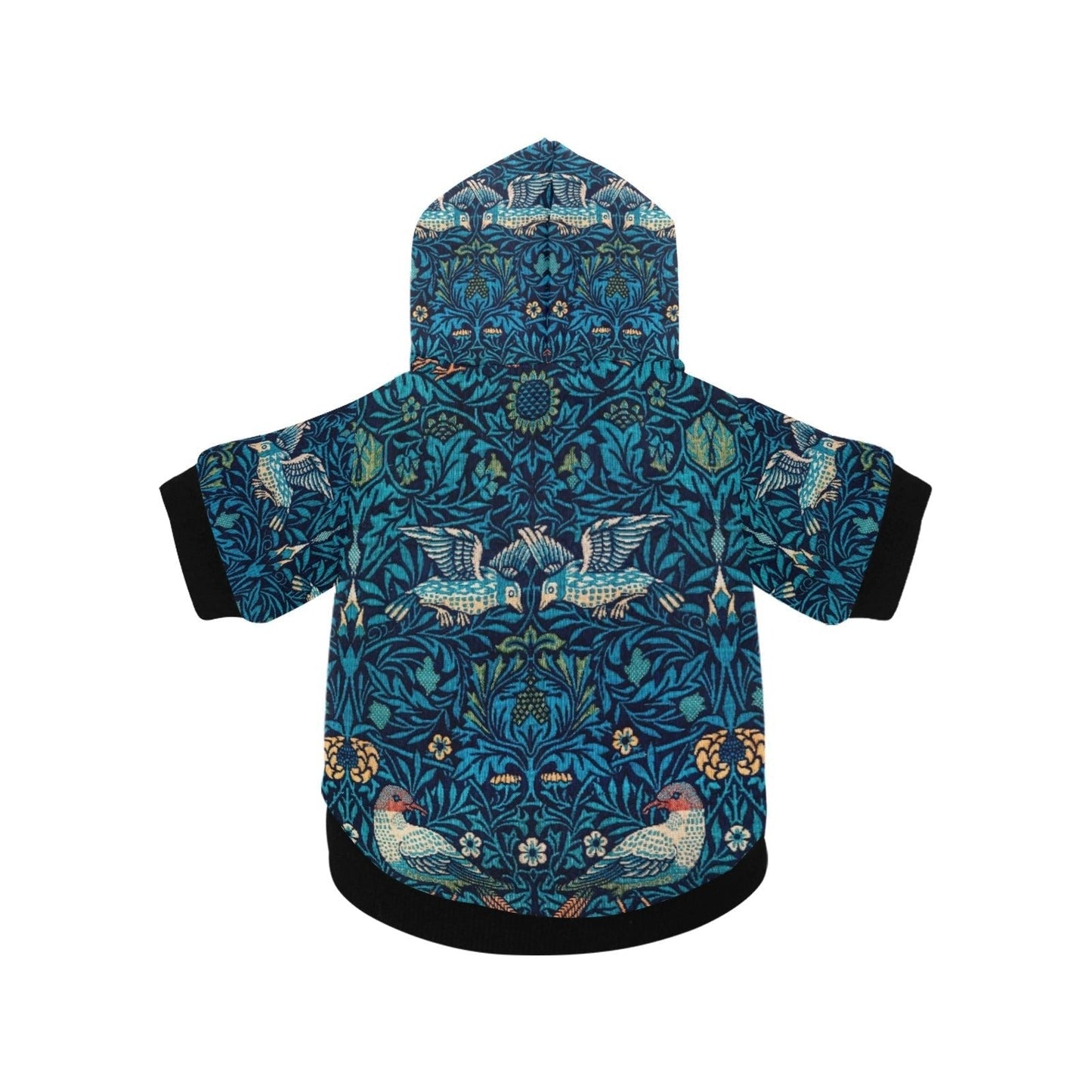 Dog Hoodie William Morris Bird Patterned Button Up Pet Coat