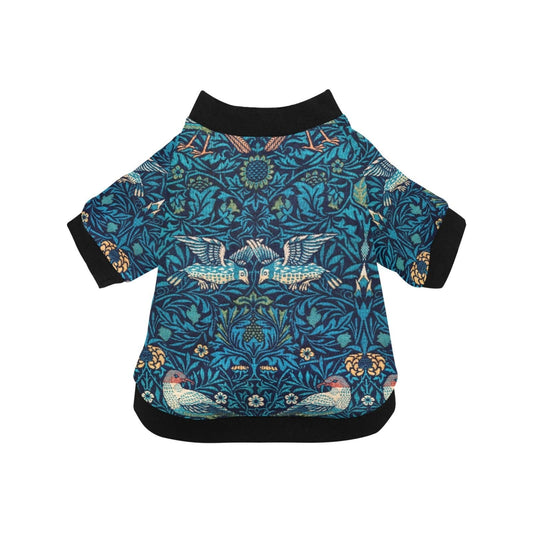 Dog T-Shirt William Morris Bird Vintage Pattern Round Neck Top - Main Feature View | Majestic Pet Kingdom