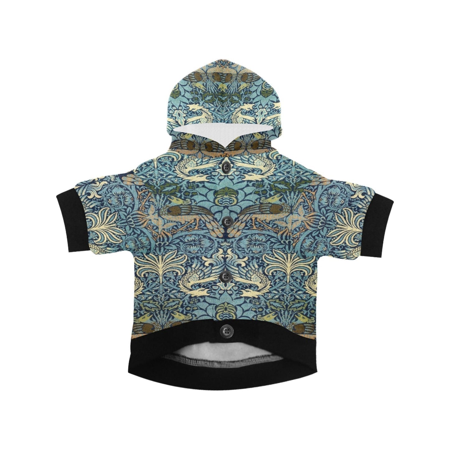 Dog Hoodie William Morris Peacock and Dragon Button Up Coat