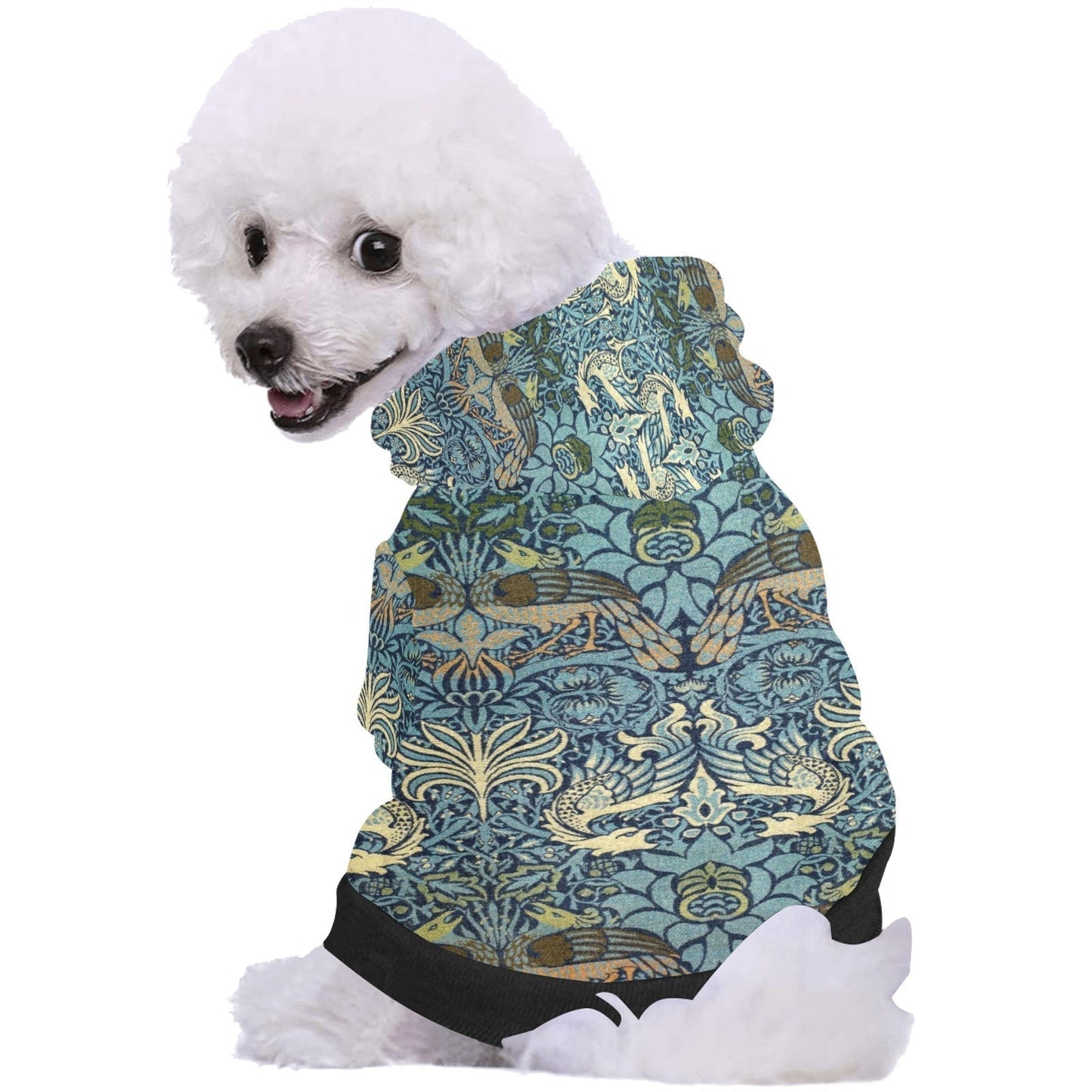 Dog Hoodie William Morris Peacock and Dragon Button Up Coat