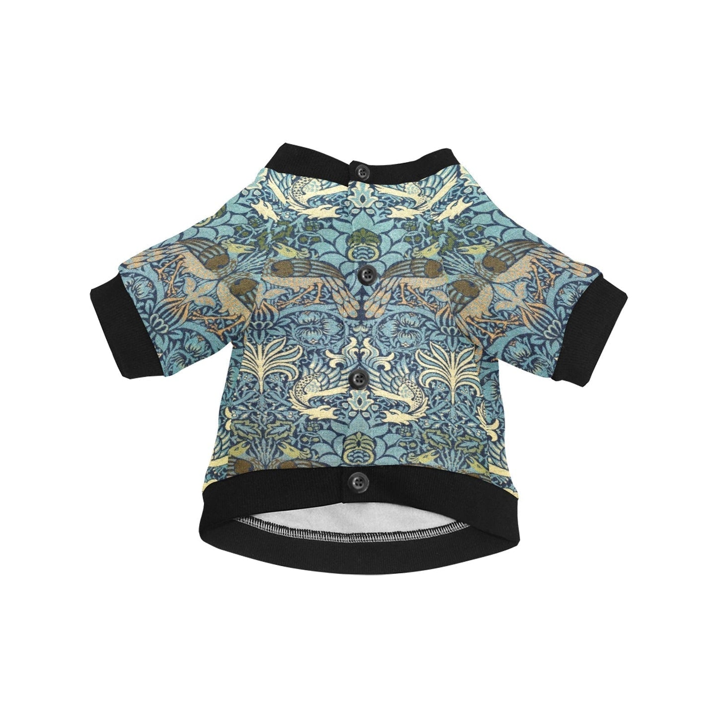 Dog T-Shirt William Morris Peacock and Dragon Round Neck Top