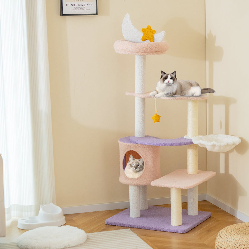 Multi-level Cat Tower with Sisal Covered Scratching Posts - Majestic Pet Kingdom