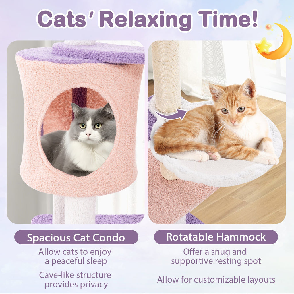 Multi-level Cat Tower with Sisal Covered Scratching Posts - Majestic Pet Kingdom