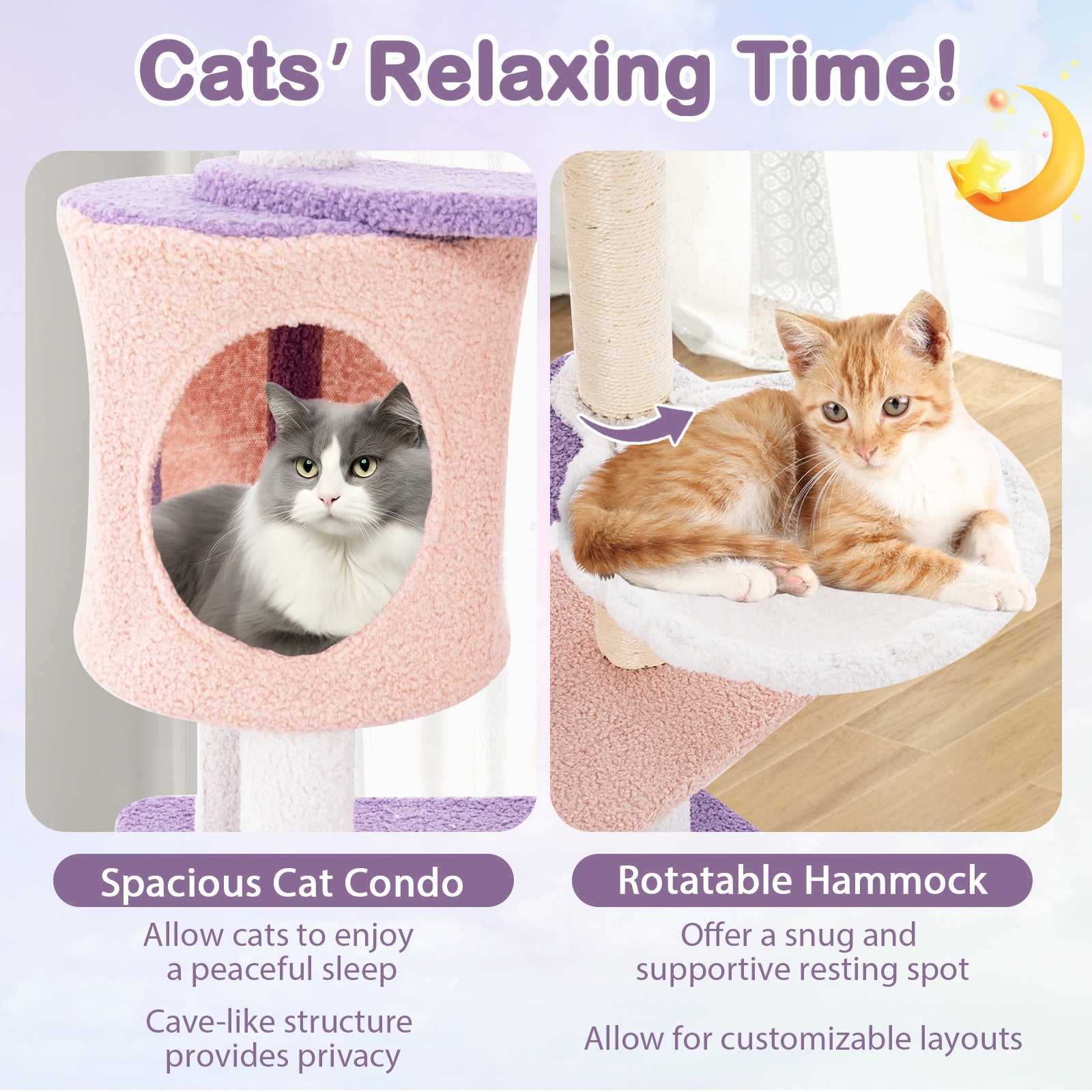 Multi-level Cat Tower with Sisal Covered Scratching Posts - Majestic Pet Kingdom