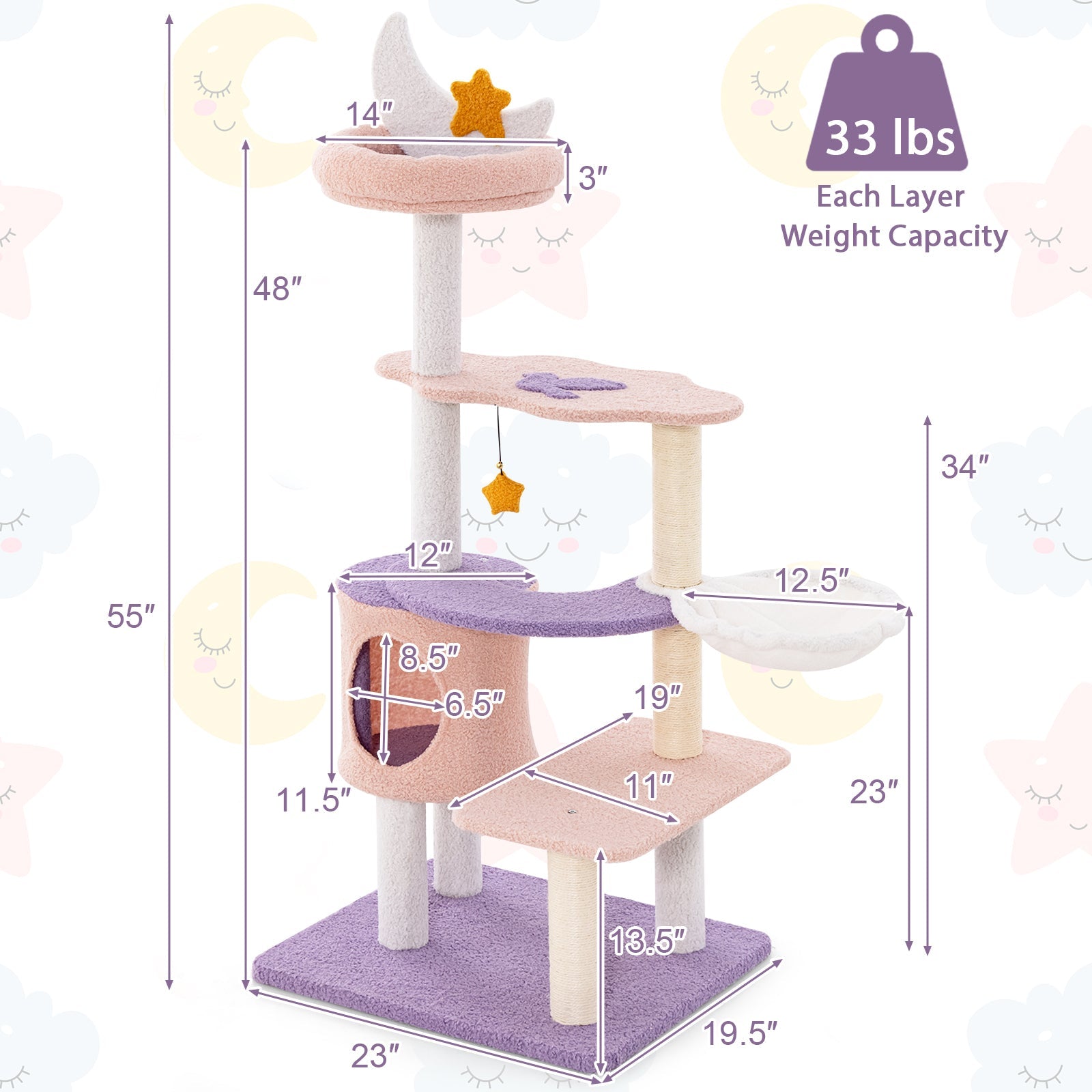 Multi-level Cat Tower with Sisal Covered Scratching Posts - Majestic Pet Kingdom
