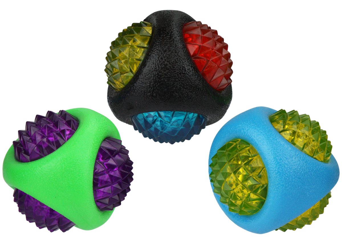 Dog Ball Toy Multipet TPR Dental Diamond Squeaky Ball 3-Inch - Main Feature View | Majestic Pet Kingdom