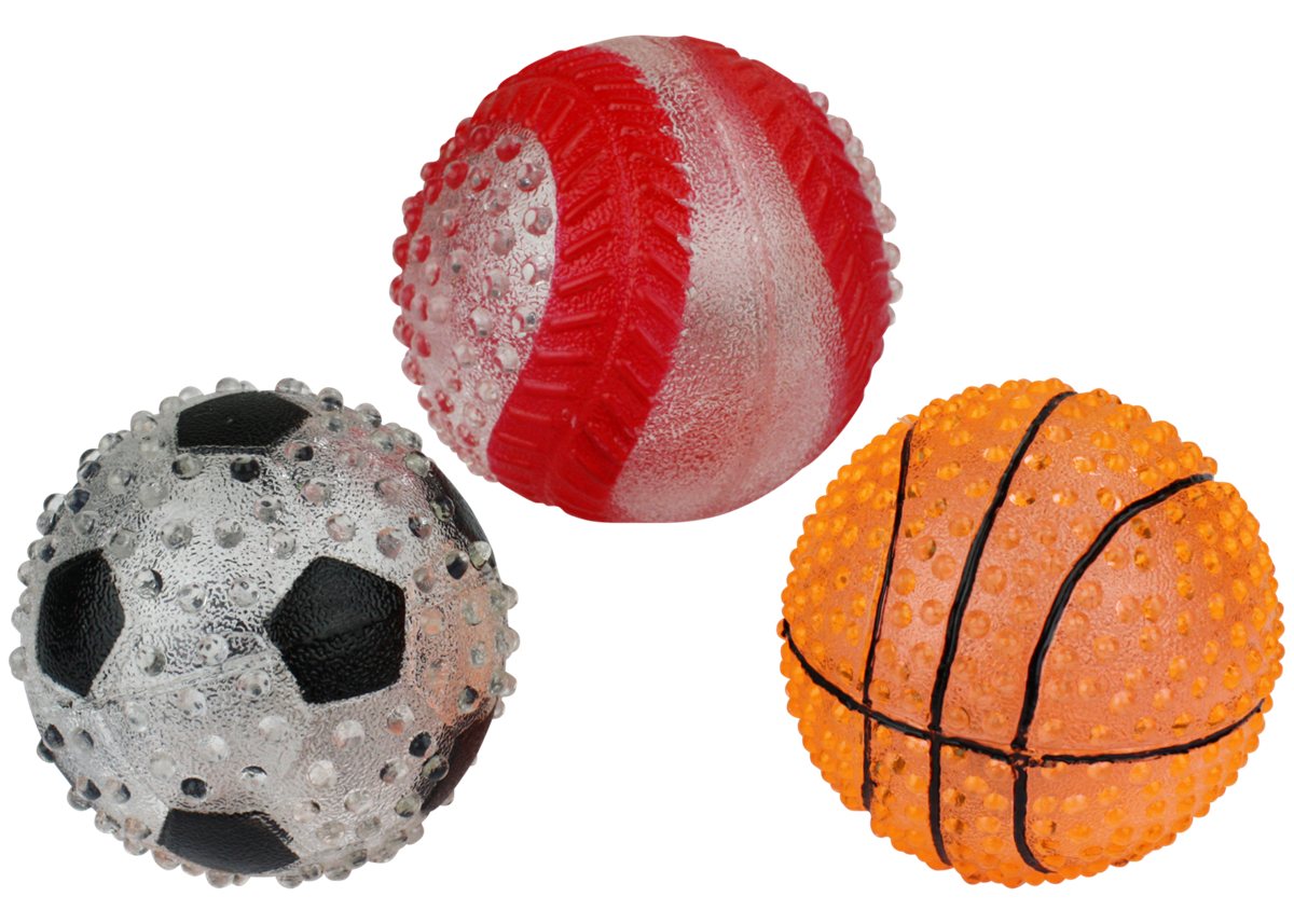 Dog Ball Toy Multipet TPR Sports Balls Squeaky Fetch 2.5-Inch - Main Feature View | Majestic Pet Kingdom