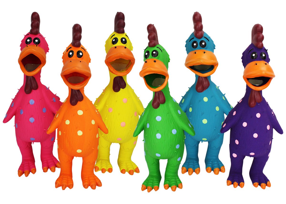 Dog Toy Multipet Globkens Latex Squeaking Chicken Toy 11.5in - Main Feature View | Majestic Pet Kingdom