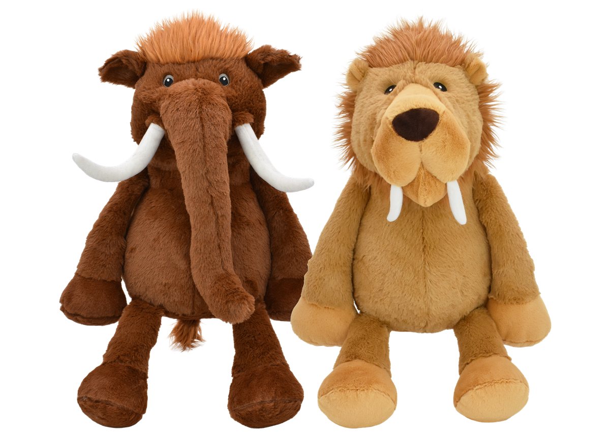 Dog Plush Toy Multipet Mammoth Sabertooth Tiger Squeak 14-In