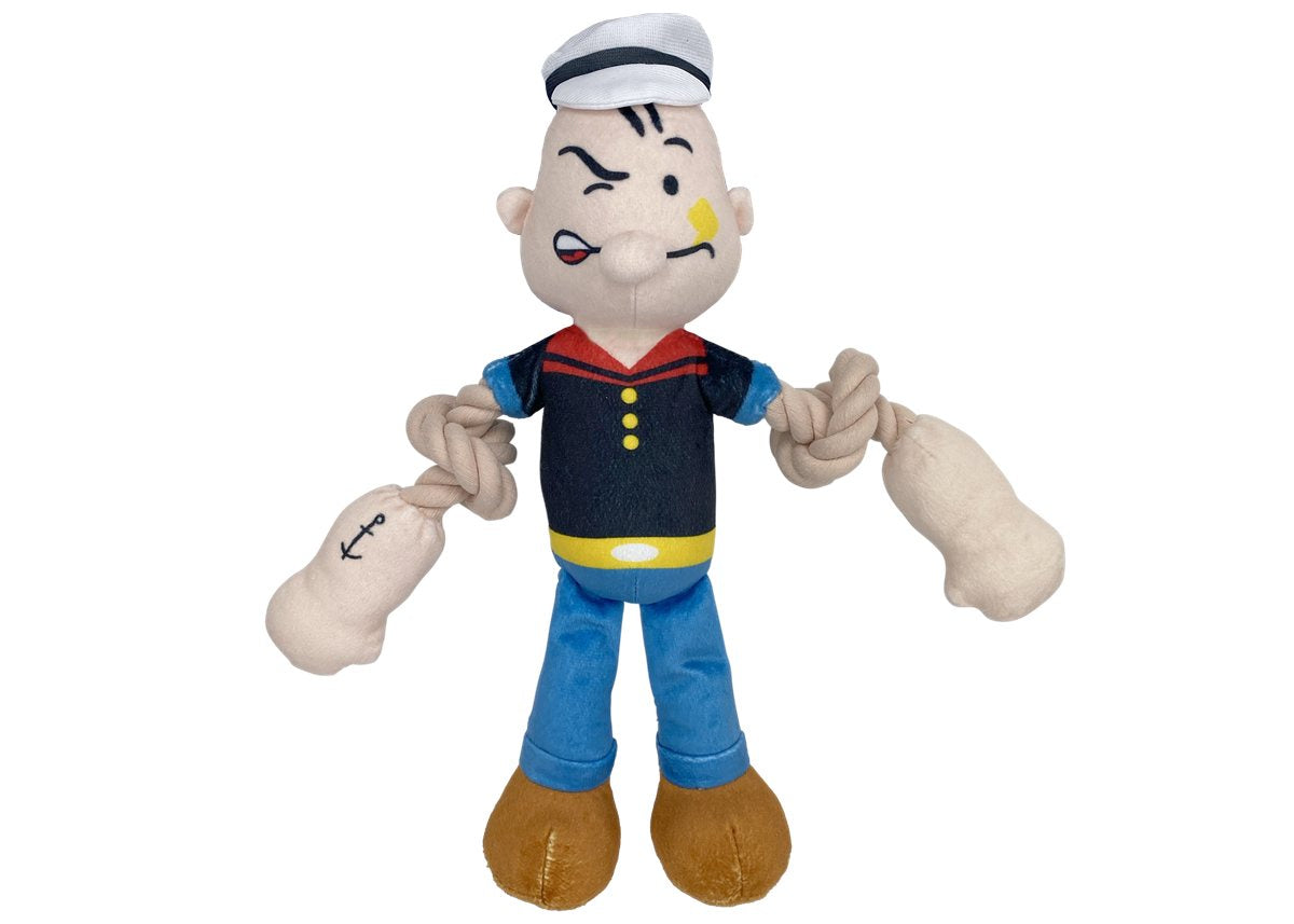 Dog Plush Toy Multipet Popeye Rope Muscles Squeaker 12-Inch