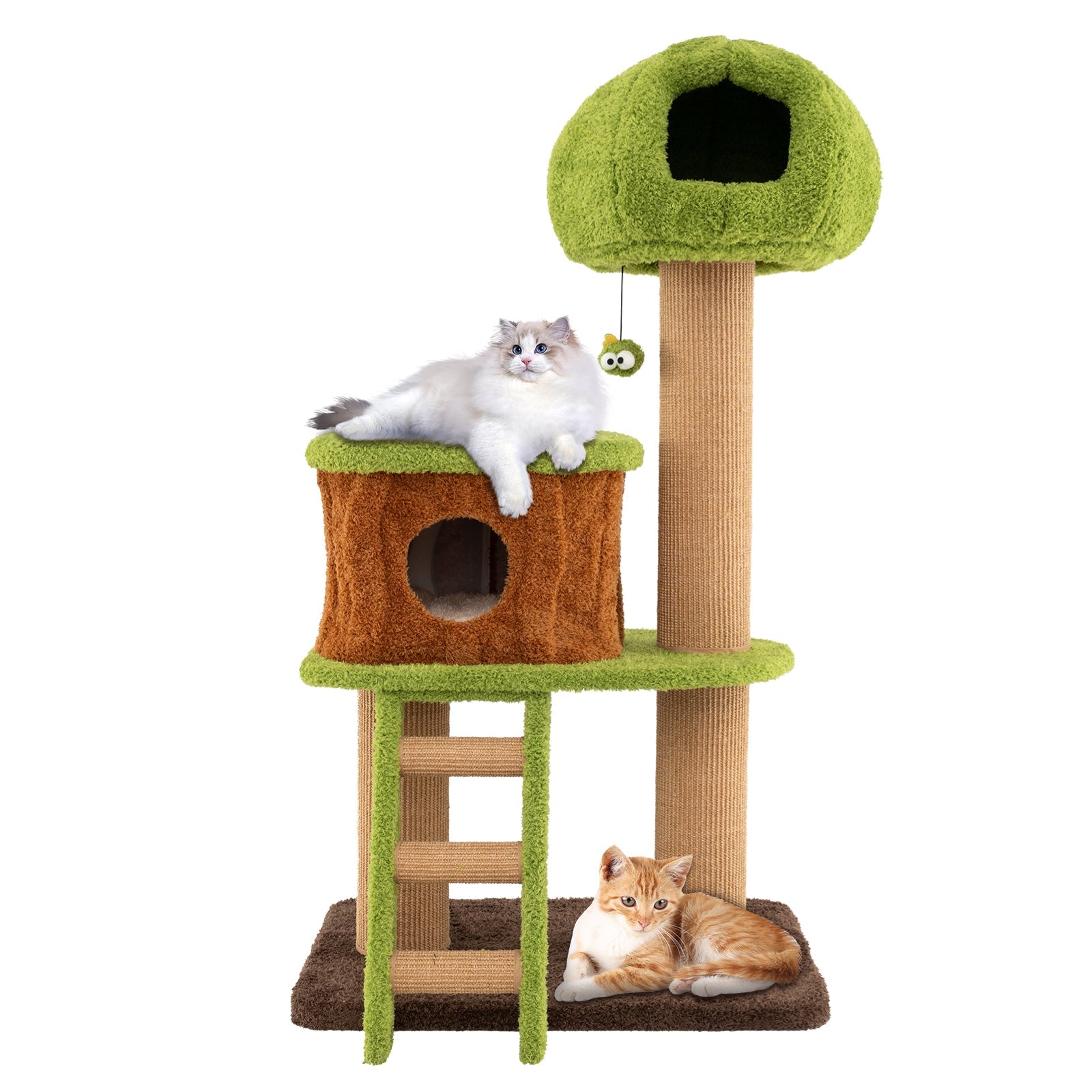 Cute Cat Tree for Indoor Cats with Mushroom-shaped Nest Condo and Climbing Ladder-Green - Majestic Pet Kingdom