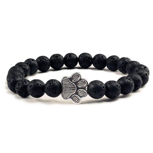 natural-matte-black-lava-volcanic-stone-paw-print-charm-bracelet-pet-memorial-cat-dog-lovers-jewelry-bracelets-women-men-stress-relief-yoga-bracelet-mood-bracelet-gifts-women-girls-luxury-view-1 | Majestic Pet Kingdom