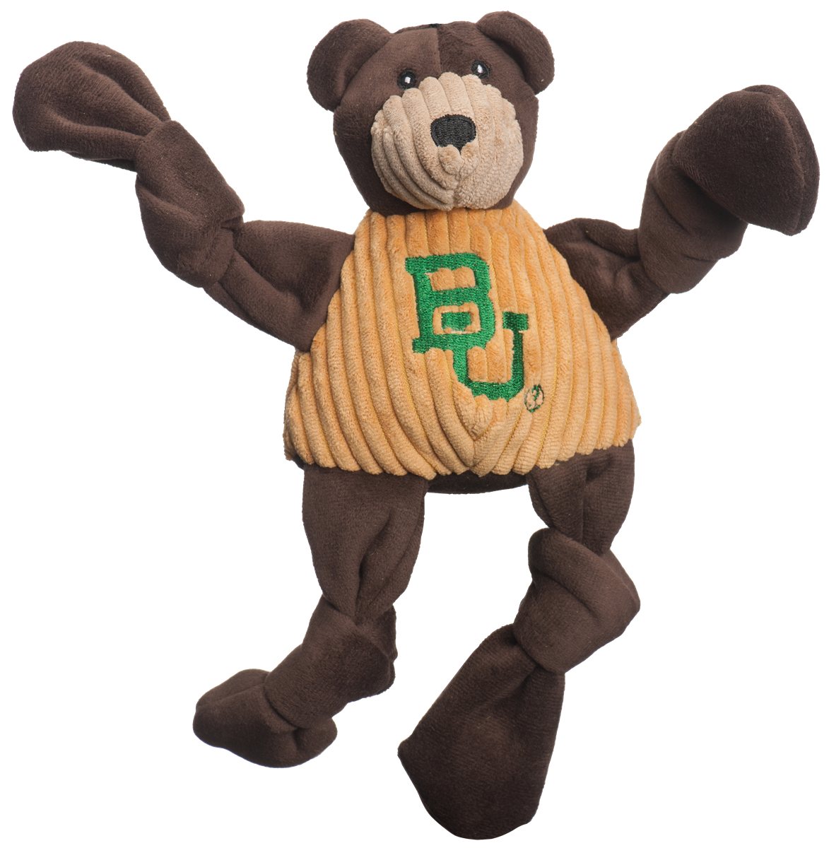 Dog Plush Toy NCAA Baylor Bruiser the Bear Knottie Squeak Toy - Detail Angle 6 | Majestic Pet Kingdom