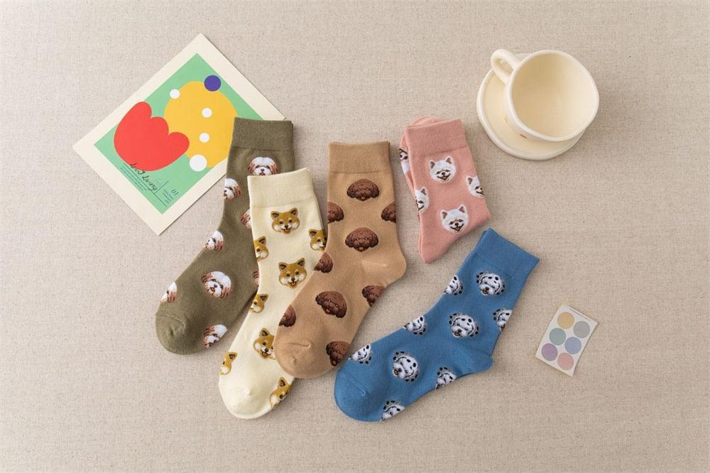 New Cute Cartoon Dog Middle Tube Socks Creative Female Socks Warm Socks Teddy Pomeranian Cotton Socks Stylish Unisex Short Ankle Socks For Men And Women - Majestic Pet Kingdom