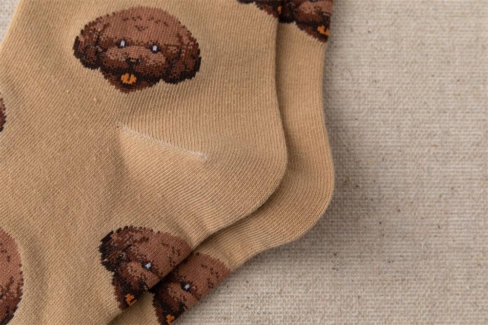 New Cute Cartoon Dog Middle Tube Socks Creative Female Socks Warm Socks Teddy Pomeranian Cotton Socks Stylish Unisex Short Ankle Socks For Men And Women - Majestic Pet Kingdom