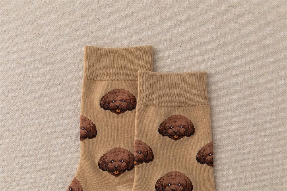 New Cute Cartoon Dog Middle Tube Socks Creative Female Socks Warm Socks Teddy Pomeranian Cotton Socks Stylish Unisex Short Ankle Socks For Men And Women - Majestic Pet Kingdom