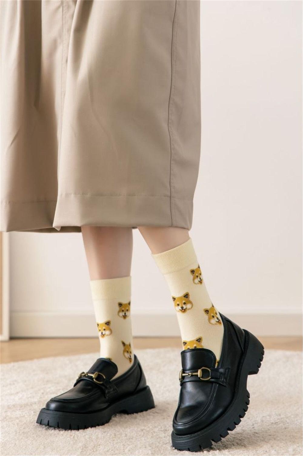 New Cute Cartoon Dog Middle Tube Socks Creative Female Socks Warm Socks Teddy Pomeranian Cotton Socks Stylish Unisex Short Ankle Socks For Men And Women - Majestic Pet Kingdom