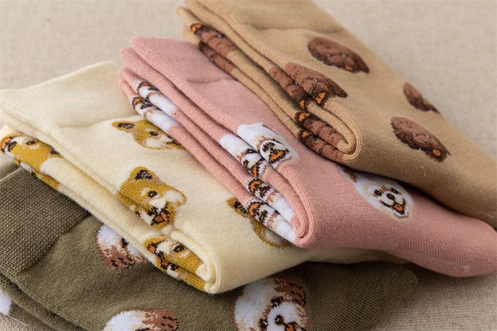 New Cute Cartoon Dog Middle Tube Socks Creative Female Socks Warm Socks Teddy Pomeranian Cotton Socks Stylish Unisex Short Ankle Socks For Men And Women - Majestic Pet Kingdom