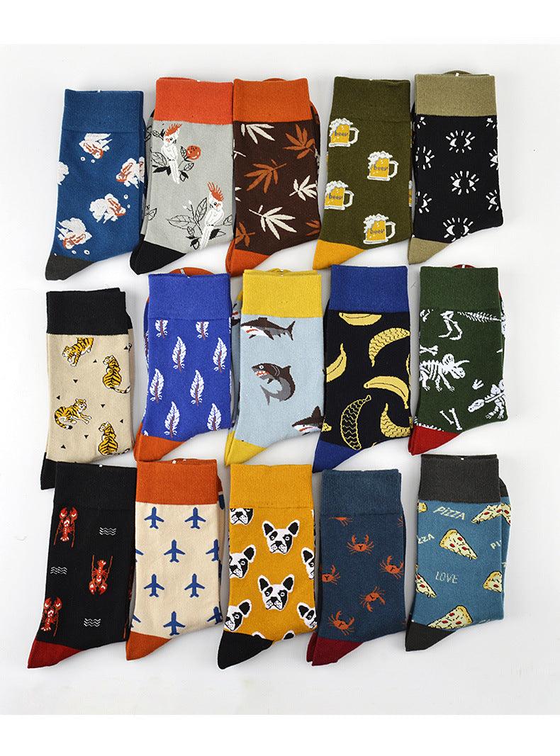 New Fashion Socks Shark Dinosaur Tiger Bear Dog Pattern Long Tube Happy Novelty Skateboarding Cycling Leisure Fun Unisex Crew Socks For Men And Women - Majestic Pet Kingdom