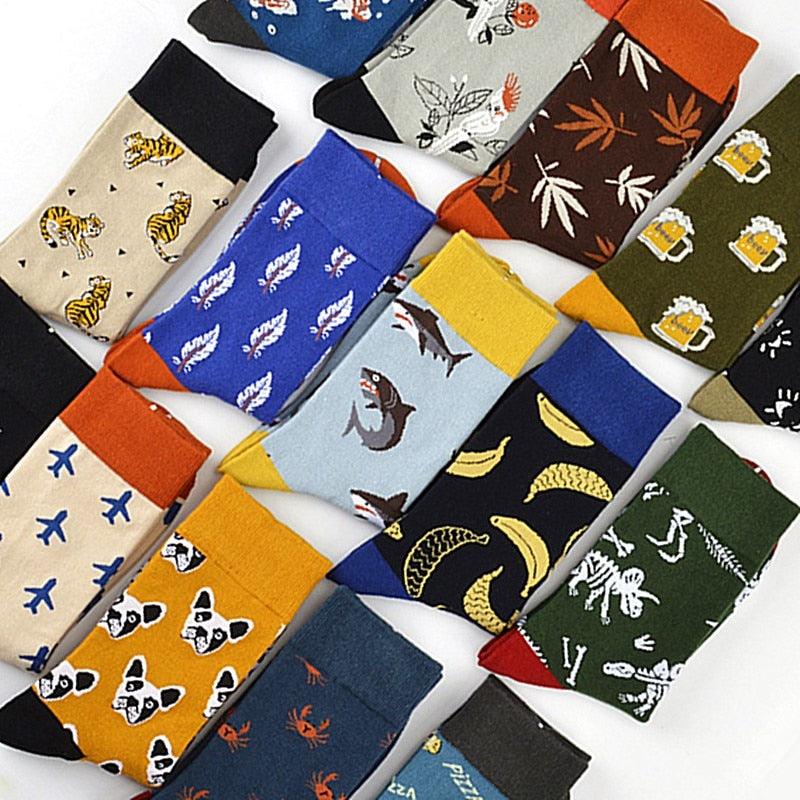 New Fashion Socks Shark Dinosaur Tiger Bear Dog Pattern Long Tube Happy Novelty Skateboarding Cycling Leisure Fun Unisex Crew Socks For Men And Women - Majestic Pet Kingdom