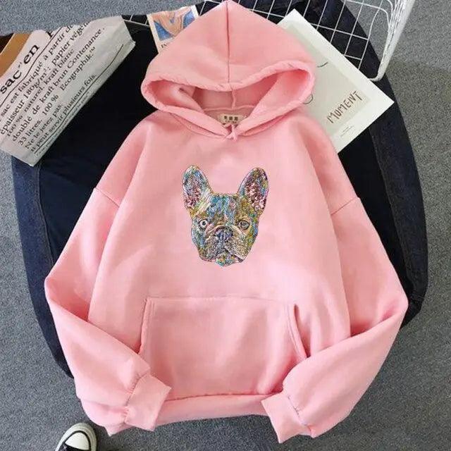 Dog Hoodie French Bulldog Graphic Oversized Fleece