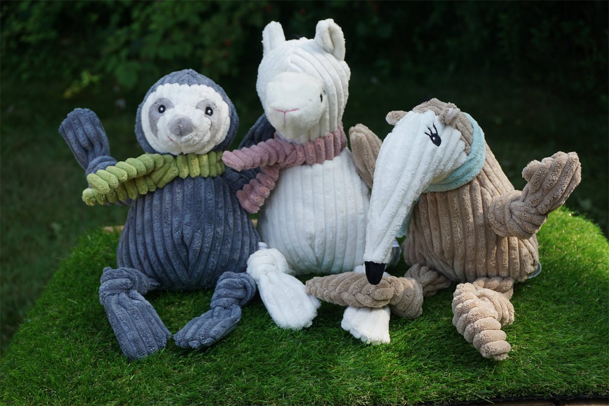 Dog Plush Toy Nibblet Anteater Knottie Large Squeak Pet Chew