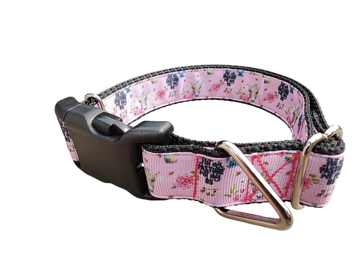 Dog Collar Not My Pasture BS Cow Sarcastic Farm Humor Nylon Band - Detail Angle 3 | Majestic Pet Kingdom
