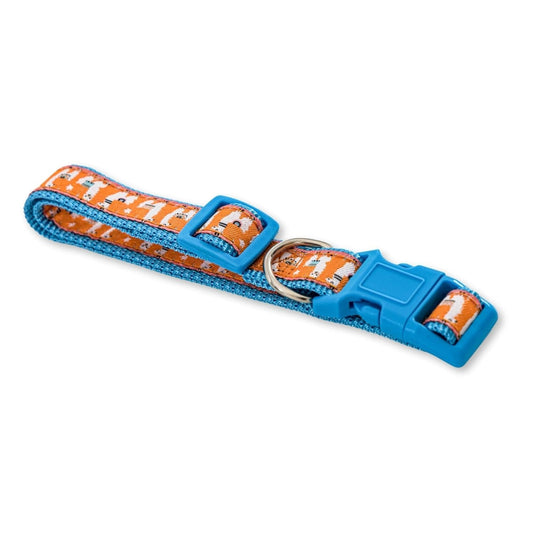 Nylon Dog Collar with Embroidered Llama Design
