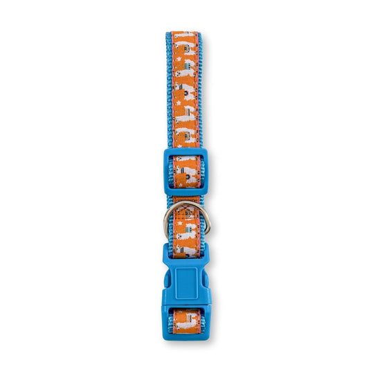 Nylon Dog Collar with Embroidered Llama Design