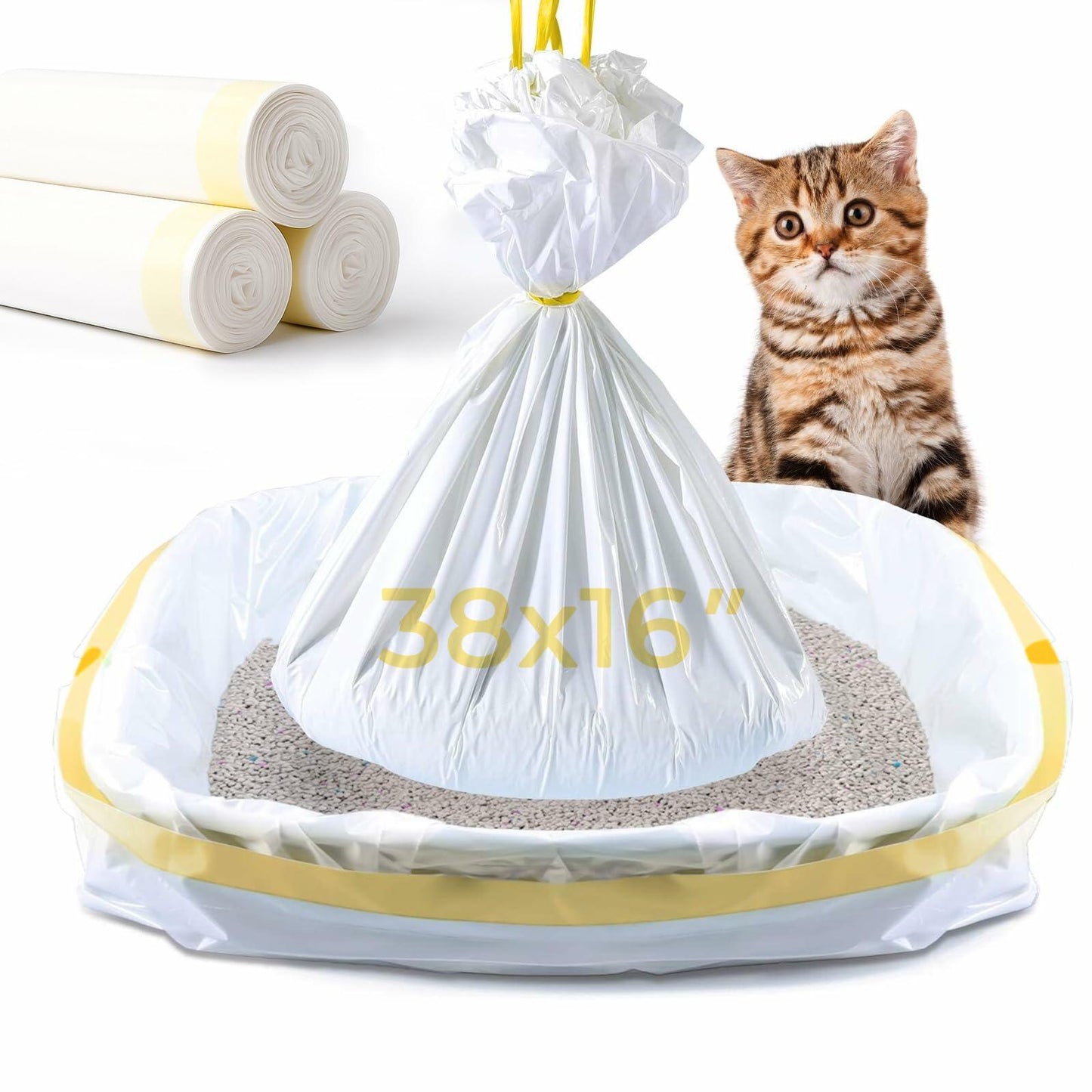 KONE Cat Litter Box Liners Jumbo Large Drawstring 36x18 30
