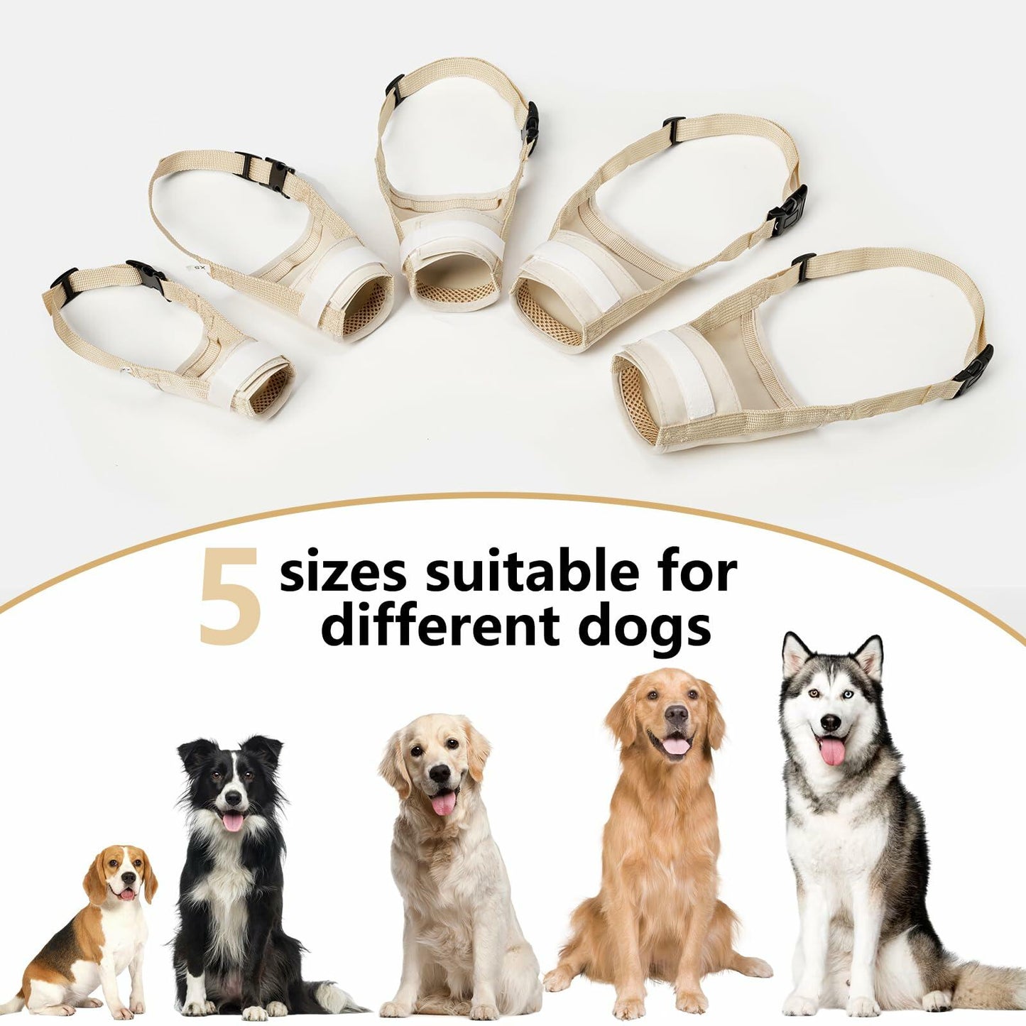 Herrypiggy Dog Muzzle Oxford Breathable Mouth Cover Khaki Size XXS