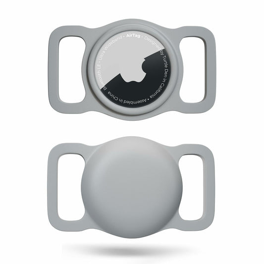 Turtle Den Airtag Dog Collar Holder Waterproof Rubber 2 Pack White - Main Feature View | Majestic Pet Kingdom