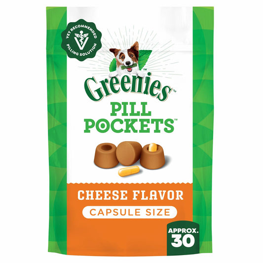 BestBy02/29 Greenies Pill Pockets Large Dog Treats Cheese Flavor 7.9oz - Main Feature View | Majestic Pet Kingdom