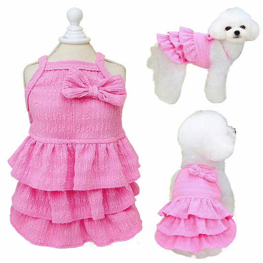 dog-ruffle-dress-pink-tiered-bow-summer-puppy-clos-l-luxury-view-1 | Majestic Pet Kingdom