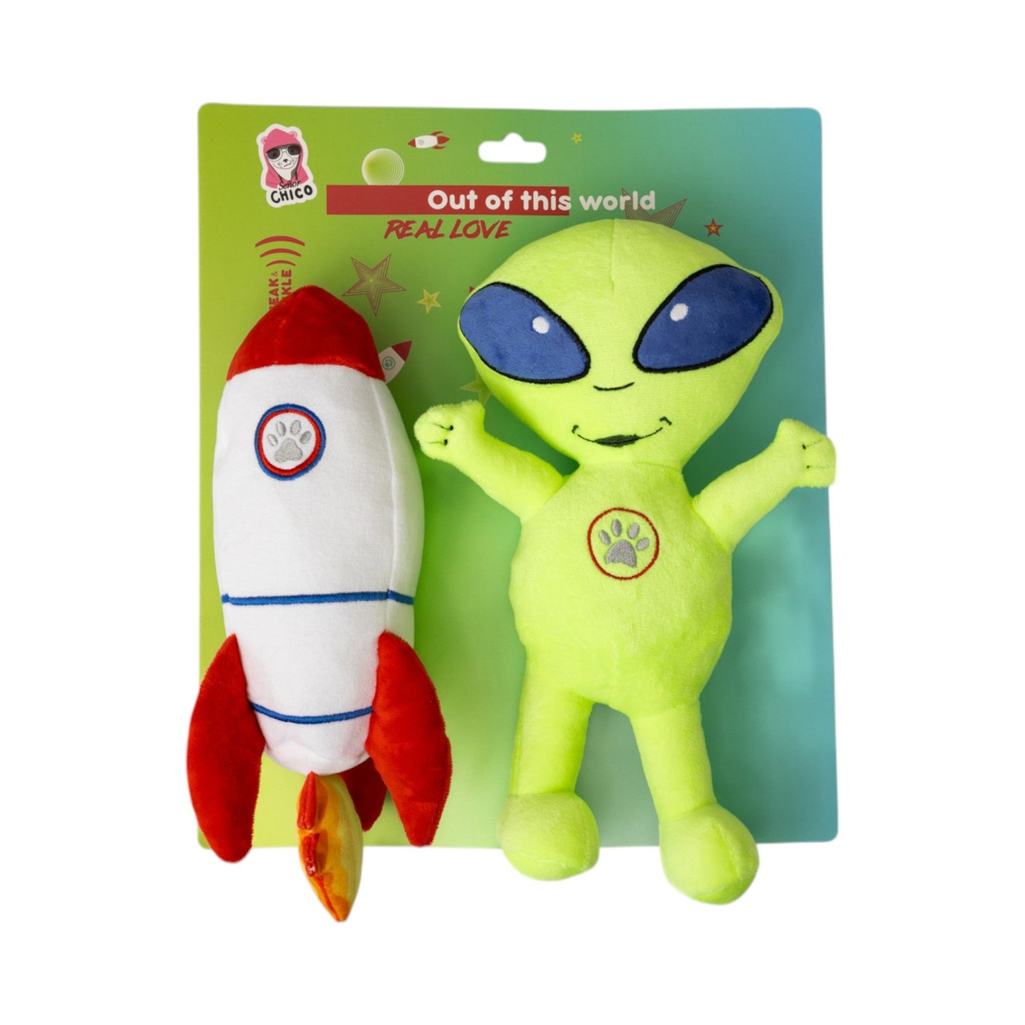 Dog Plush Toy Set Space Alien And - Cognitive Agility Relief - Majestic Pet Kingdom