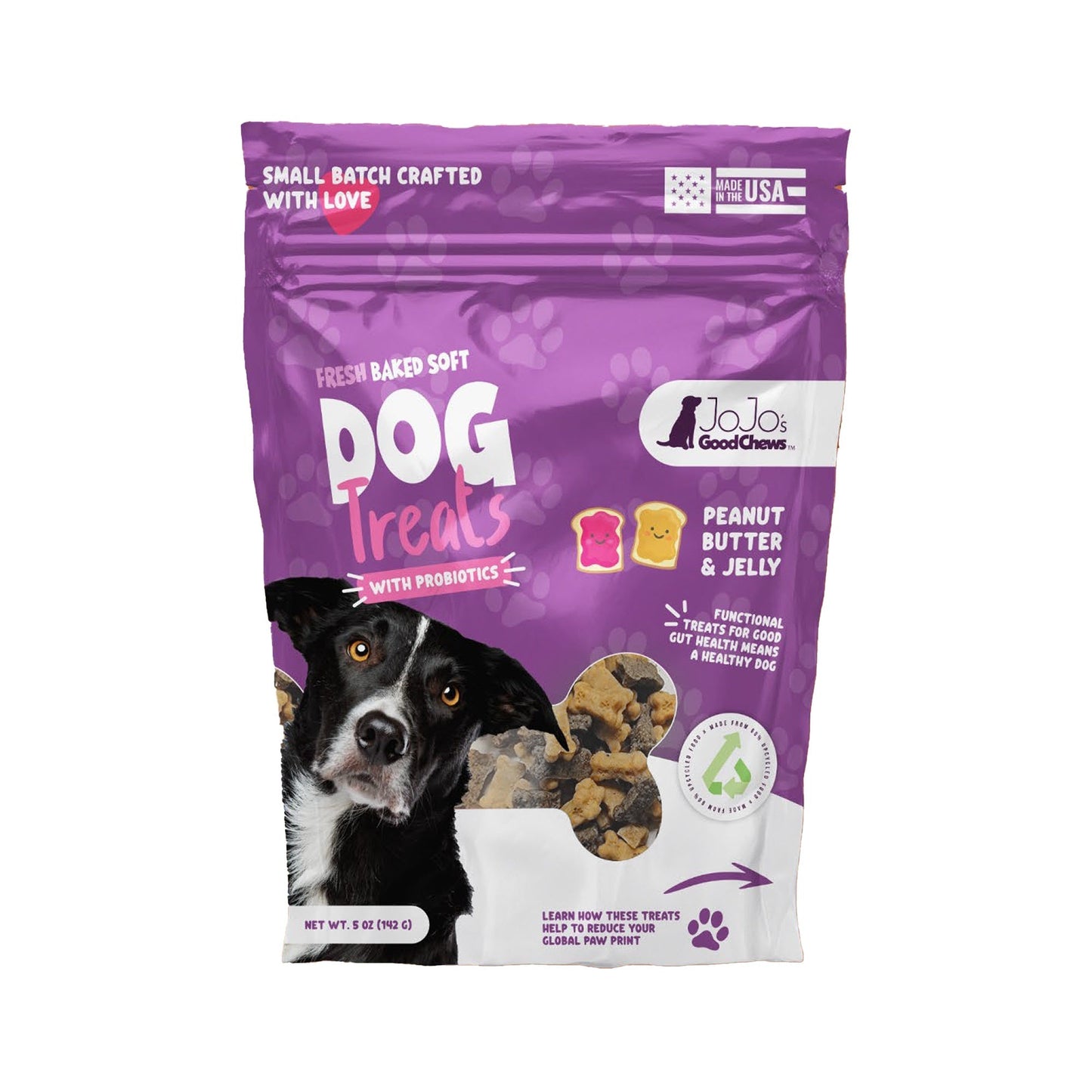 Dog Treats Peanut Butter and Jelly Soft Chews 2-Pack Pouch