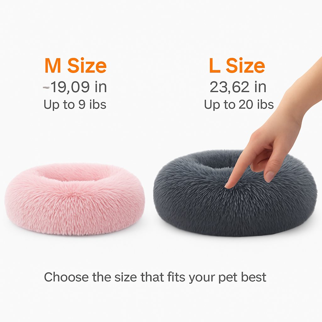 Dog Bed Warm Plush Donut Calming Nest Cushion for Dogs & Cats - Detail Angle 5 | Majestic Pet Kingdom