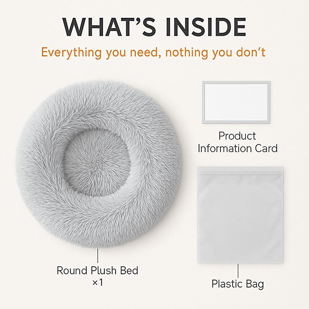 Dog Bed Warm Plush Donut Calming Nest Cushion for Dogs & Cats - Detail Angle 7 | Majestic Pet Kingdom