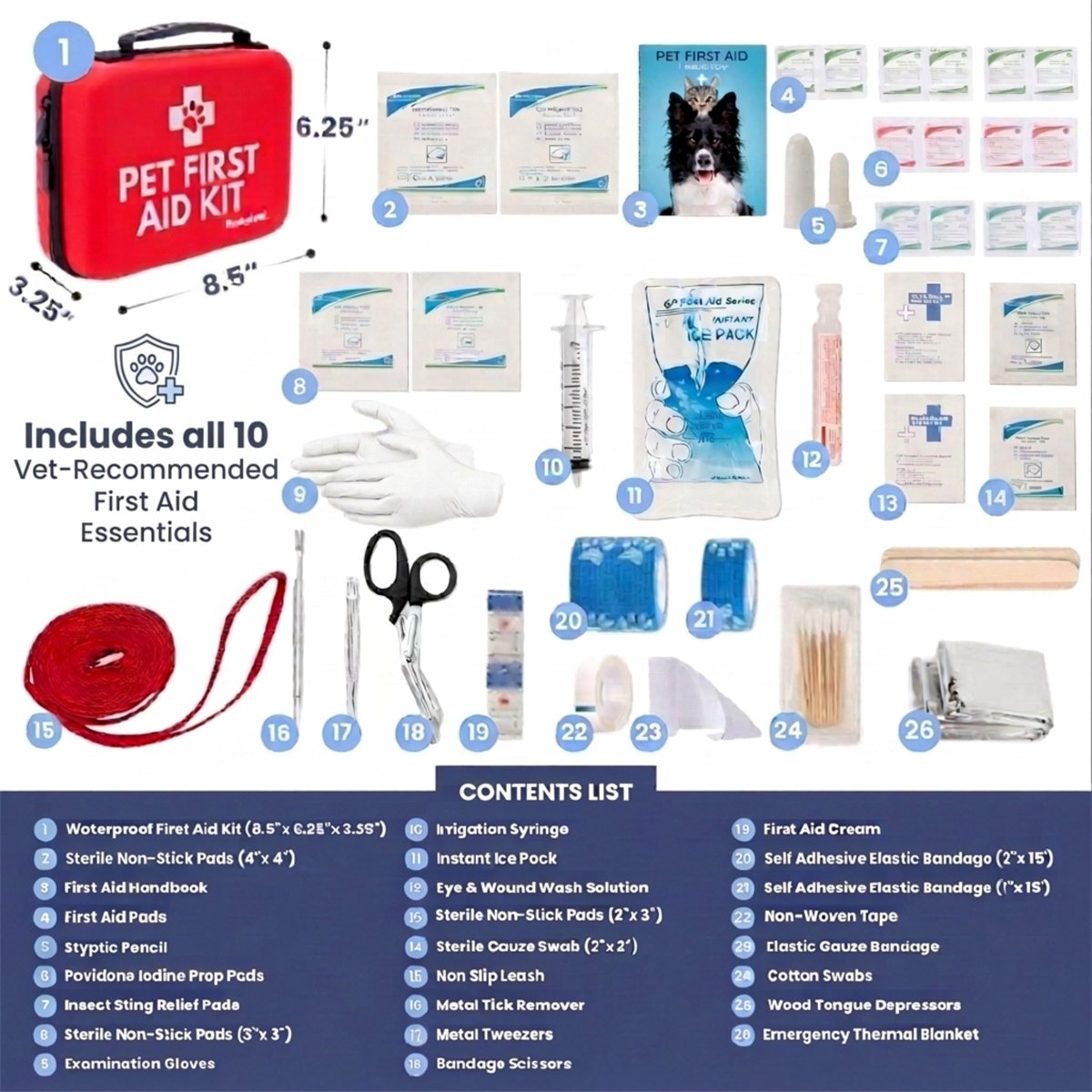 Pet First Aid Kit Emergency Medical Care Travel Bag with Supplies - Detail Angle 4 | Majestic Pet Kingdom