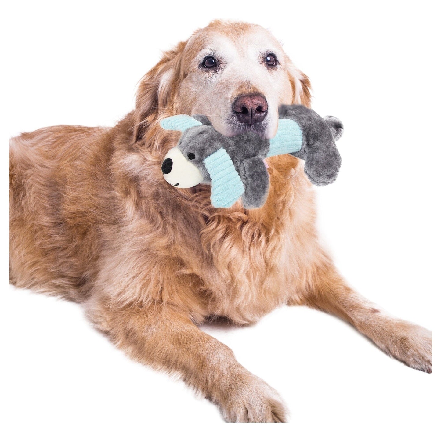 Pet Life ® 2-piece Dual Squeaker and Plush Animal Dog Toy Set