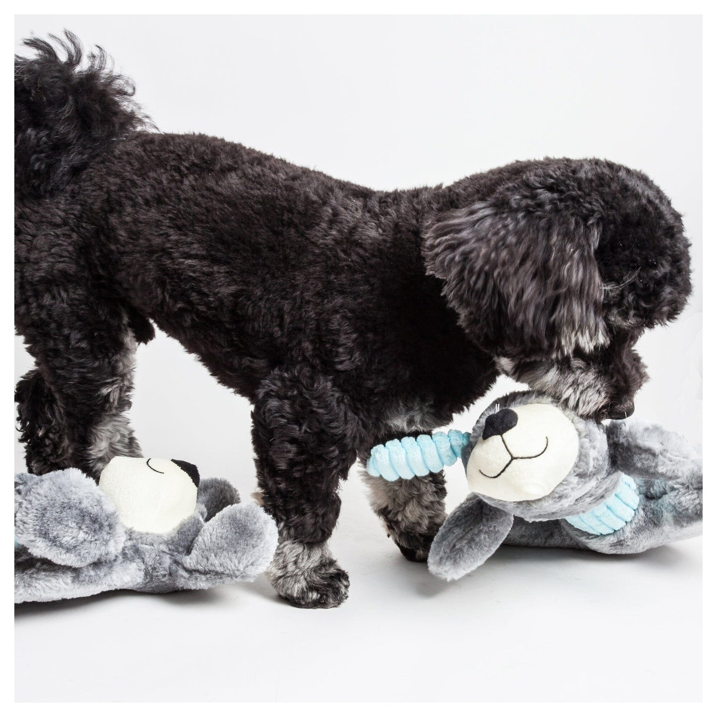 Pet Life ® 2-piece Dual Squeaker and Plush Animal Dog Toy Set