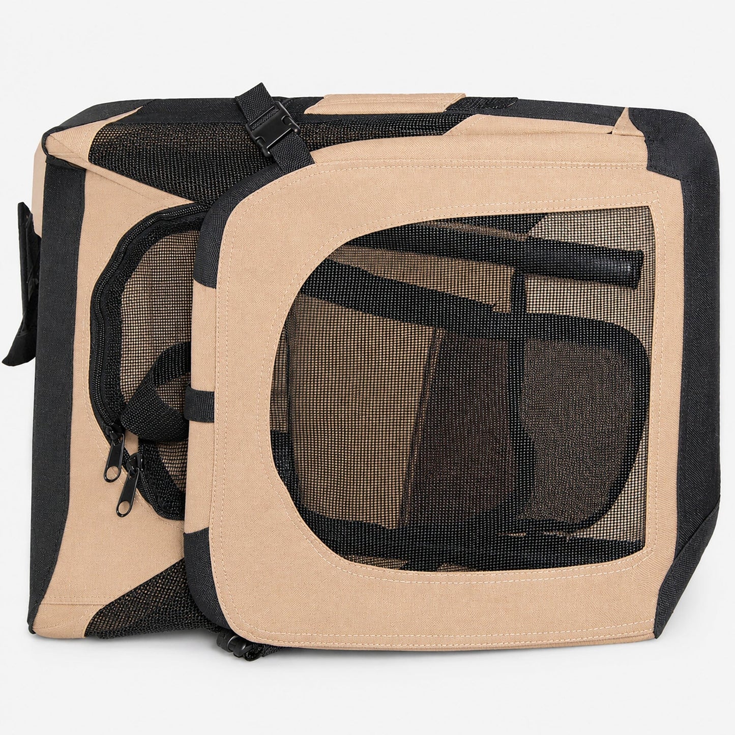 Pet Life ® '360° Vista View' Zippered Soft Folding Collapsible Durable Metal Framed Pet Dog Crate House Carrier