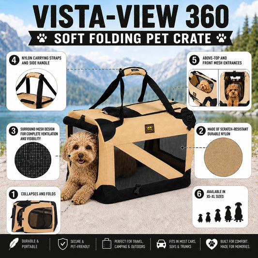 Pet Life ® '360° Vista View' Zippered Soft Folding Collapsible Durable Metal Framed Pet Dog Crate House Carrier - Detail Angle 2 | Majestic Pet Kingdom