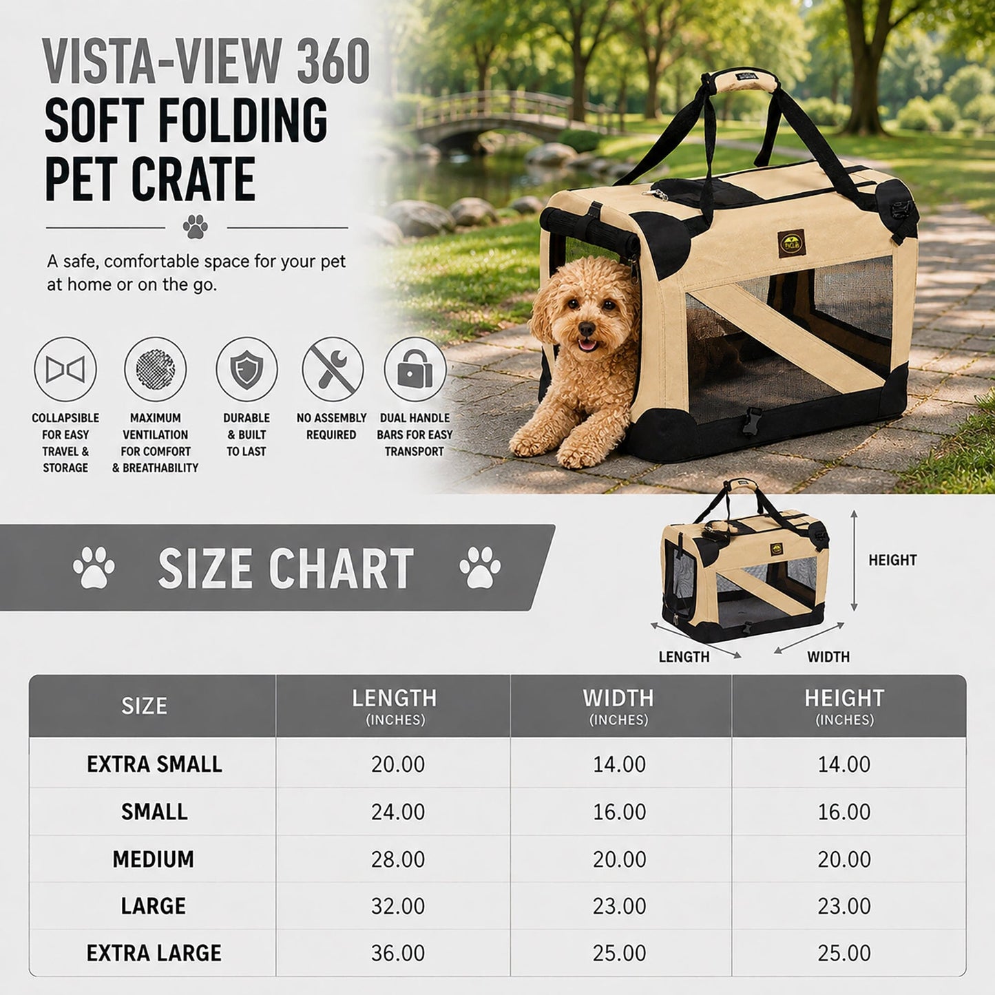 Pet Life ® '360° Vista View' Zippered Soft Folding Collapsible Durable Metal Framed Pet Dog Crate House Carrier