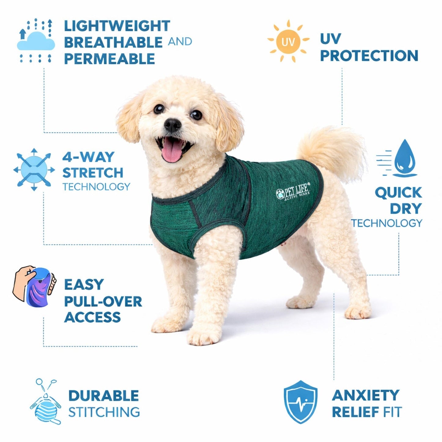 Pet Life ® Active 'Aero-Pawlse' Quick-Dry and 4-Way-Stretch Yoga Fitness Dog T-Shirt Tank Top
