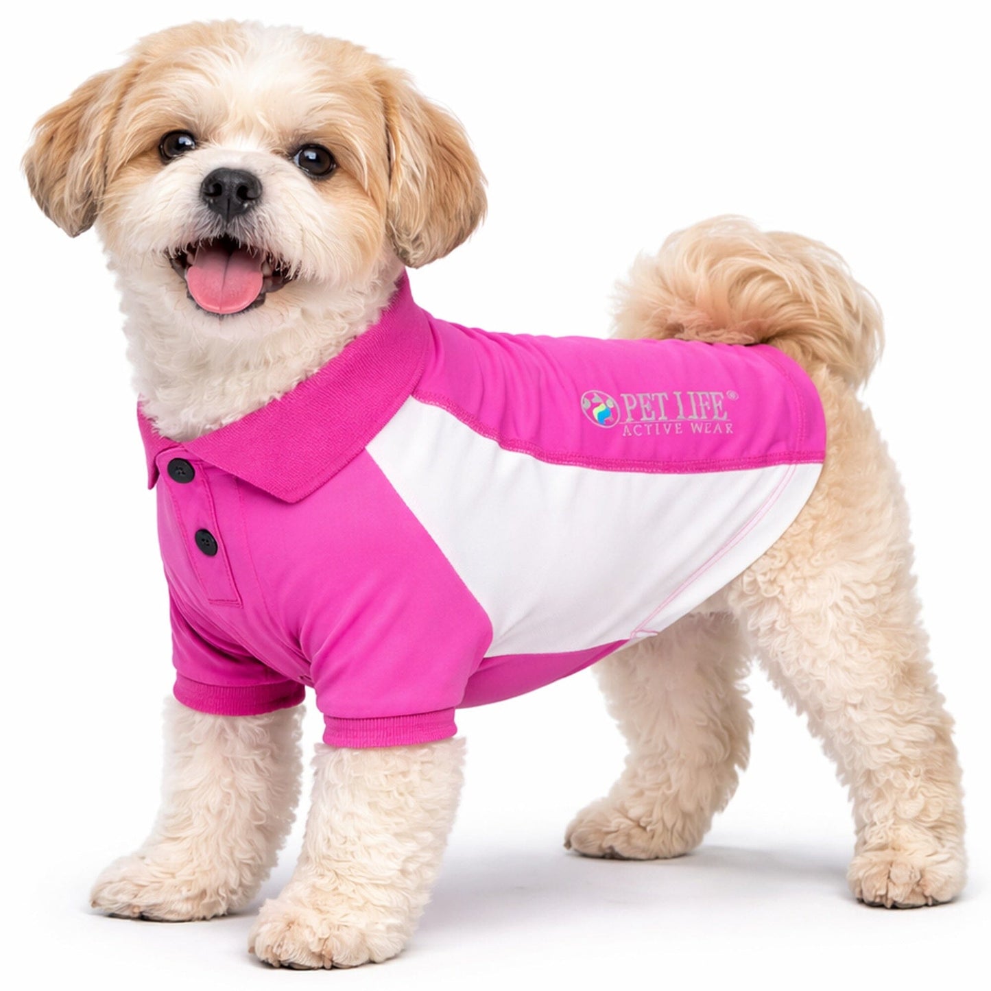 Pet Life ® Active 'Barko Pawlo' Relax-Stretch Quick-Drying Performance Dog Polo T-Shirt