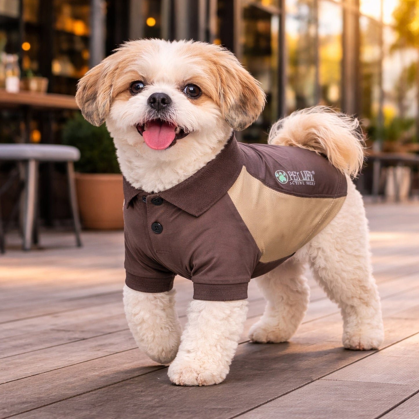 Pet Life ® Active 'Barko Pawlo' Relax-Stretch Quick-Drying Performance Dog Polo T-Shirt