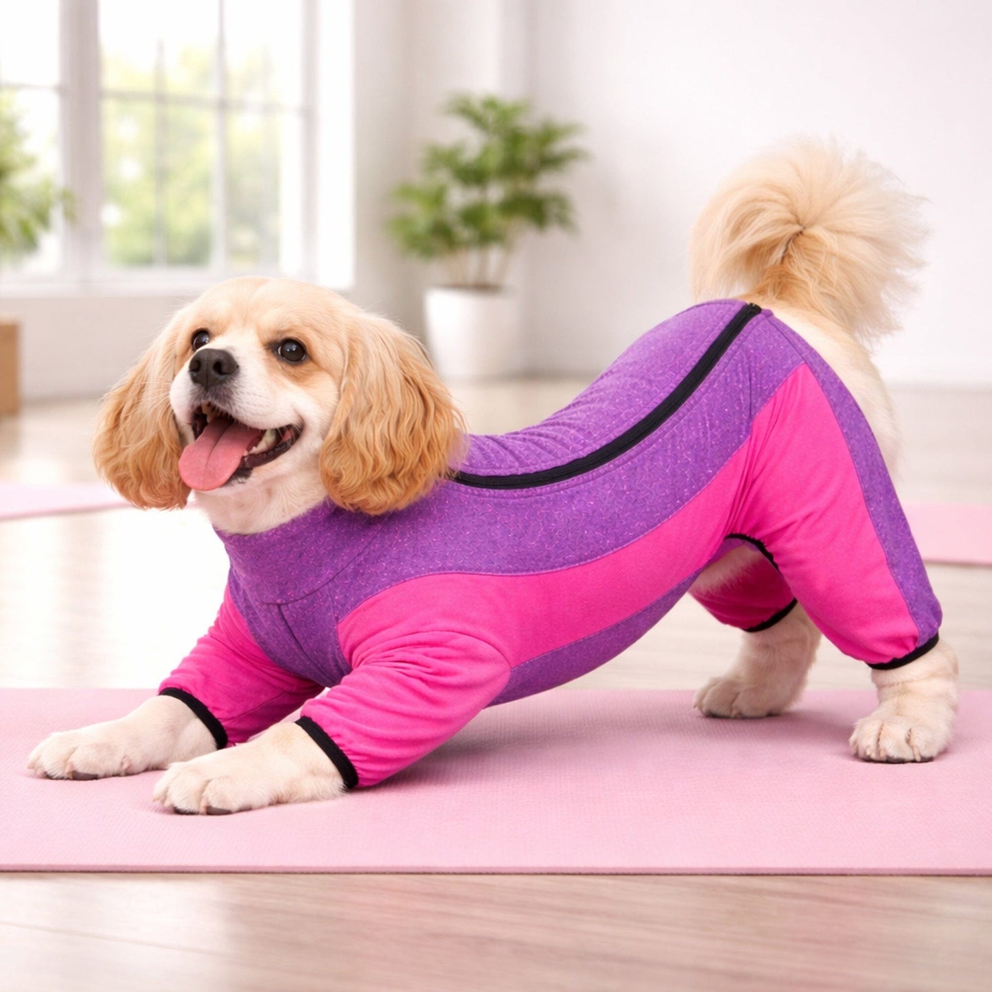 Pet Life ® Active 'Chase Pacer' Medium-weight 4-Way-Stretch Yoga Fitness Dog Tracksuit