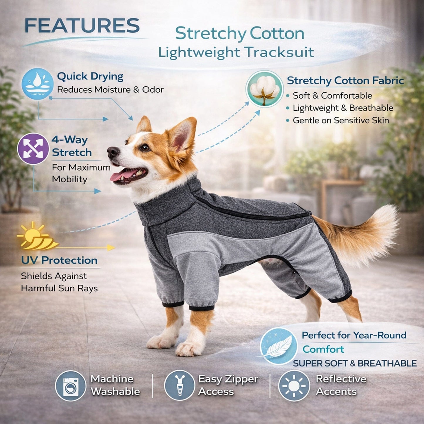 Pet Life ® Active 'Chase Pacer' Medium-weight 4-Way-Stretch Yoga Fitness Dog Tracksuit